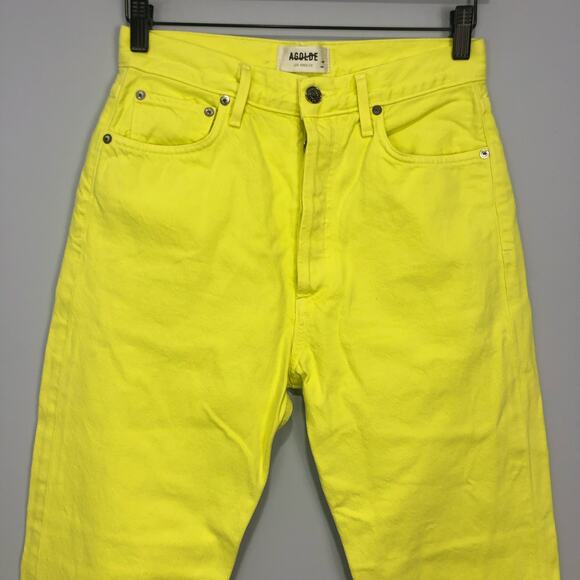 AGOLDE 90's Pinch Waist High Rise Straight Button Fly Jeans Mom Lime Size 27 - Picture 9 of 10